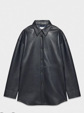 NWOT Aritzia Babaton Pelli Faux Leather Shirt Jacket - Admiral